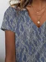 Women Floral Short Sleeve Tee T-shirt V Neck Printing Casual Summer Graphic Tee Top