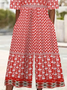 Women Geometric V Neck Half Sleeve Casual Summer Jumpsuit