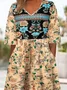 Women Floral V Neck Half Sleeve Casual Summer Jumpsuit