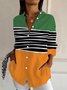 Women's Long Sleeve Shirt Spring/Fall Striped Shirt Collar Daily Going Out Casual Top