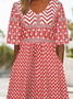 Women Geometric V Neck Half Sleeve Casual Summer Jumpsuit