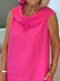 Women Plain Sleeveless Summer Dress Shawl Collar Daily Casual Maxi Fit & Flare Dress A-Line Dress