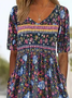 Women Floral V Neck Half Sleeve Casual Summer Jumpsuit
