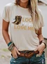Women Letter Pattern Short Sleeve Tee T-shirt Crew Neck Casual Summer Top