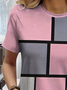 Women Geometric Short Sleeve Tee T-shirt Crew Neck Printing Casual Summer Graphic Tee Top