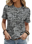 Women Abstract Short Sleeve Tee T-shirt Crew Neck Printing Casual Summer Graphic Tee Top