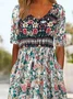 Women Floral V Neck Half Sleeve Casual Summer Jumpsuit