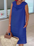 Women Plain Sleeveless Summer Dress Shawl Collar Daily Casual Maxi Fit & Flare Dress A-Line Dress