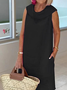 Women Plain Sleeveless Summer Dress Shawl Collar Daily Casual Maxi Fit & Flare Dress A-Line Dress