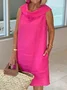 Women Plain Sleeveless Summer Dress Shawl Collar Daily Casual Maxi Fit & Flare Dress A-Line Dress