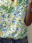 Women Floral Short Sleeve Tee T-shirt V Neck Printing Casual Summer Graphic Tee Top