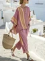 Women Striped Two-Piece Set Daily Half Sleeve Casual Summer Matching Set