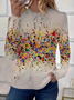 Women Abstract Long Sleeve Tee T-shirt Crew Neck Printing Casual Spring/Fall Graphic Tee Top