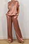 Women Plain Two-Piece Set Daily Half Sleeve Casual Summer Top With Pants Matching Set