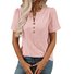 Women Plain Short Sleeve Tee T-shirt V Neck Casual Summer Top