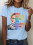 Women Text Letters Short Sleeve Tee T-shirt Crew Neck Casual Summer Top