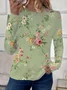 Women Floral Long Sleeve Tee T-shirt Crew Neck Printing Casual Spring/Fall Graphic Tee Top