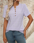 Women Plain Short Sleeve Tee T-shirt V Neck Casual Summer Top
