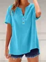 Women Plain Long Sleeve Shirt Spring/Fall V Neck Daily Casual Top