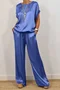 Women Plain Two-Piece Set Daily Half Sleeve Casual Summer Top With Pants Matching Set