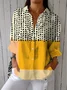 Women Polka Dots Three Quarter Sleeve Shirt Spring/Fall Printing Shirt Collar Daily Casual Top