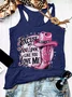 Women Sleeveless Tank Top Camisole Summer Letter Pattern U-Neck Holiday Casual Top