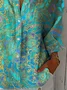 Women Floral Three Quarter Sleeve Shirt Spring/Fall Printing Shirt Collar Daily Casual Top