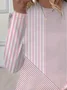 Women Striped Long Sleeve Tee T-shirt Crew Neck Printing Casual Spring/Fall Graphic Tee Top