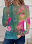Women Abstract Long Sleeve Tee T-shirt Crew Neck Casual Spring/Fall Graphic Tee Top