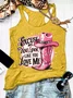 Women Sleeveless Tank Top Camisole Summer Letter Pattern U-Neck Holiday Casual Top