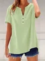 Women Plain Long Sleeve Shirt Spring/Fall V Neck Daily Casual Top