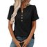 Women Plain Short Sleeve Tee T-shirt V Neck Casual Summer Top