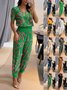 Women Striped Two-Piece Set Daily Short Sleeve Casual Summer Top With Pants Matching Set
