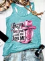 Women Sleeveless Tank Top Camisole Summer Letter Pattern U-Neck Holiday Casual Top
