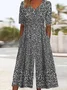 Women's Floral V Neck Half Sleeve Casual Summer Jumpsuit