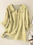 Women Floral Short Sleeve Shirt Summer Shawl Collar Daily Casual Top