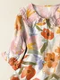 Women Floral Short Sleeve Shirt Summer Printing Shawl Collar Daily Casual Top