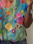 Women Floral Short Sleeve Tee T-shirt V Neck Printing Casual Summer Graphic Tee Top