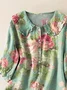 Women Floral Short Sleeve Shirt Summer Printing Shawl Collar Daily Casual Top