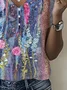 Women Floral Short Sleeve Tee T-shirt V Neck Printing Casual Summer Graphic Tee Top