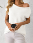 Women's knitwear Y2K summer knit sweater curved beaded ice silk fabric knitted pullover oblique shoulder round neck top