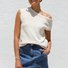 Women's knitwear Y2K summer knit sweater curved beaded ice silk fabric knitted pullover oblique shoulder round neck top