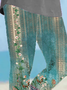 Women Floral Capris Elastic Waist Pant Casual Summer Trousers