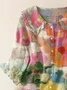 Women Floral Short Sleeve Shirt Summer Printing Shawl Collar Daily Casual Top