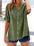 Women Plain Short Sleeve Shirt Summer V Neck Daily Casual Top