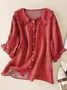 Women Floral Short Sleeve Shirt Summer Shawl Collar Daily Casual Top