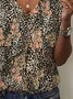 Women Floral Short Sleeve Tee T-shirt V Neck Printing Casual Summer Graphic Tee Top