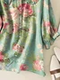 Women Floral Short Sleeve Shirt Summer Printing Shawl Collar Daily Casual Top