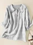 Women Floral Short Sleeve Shirt Summer Shawl Collar Daily Casual Top
