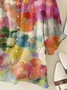 Women Floral Short Sleeve Shirt Summer Printing Shawl Collar Daily Casual Top